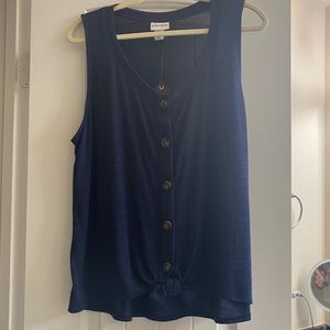 Navy Blue Sleeveless button up tank top